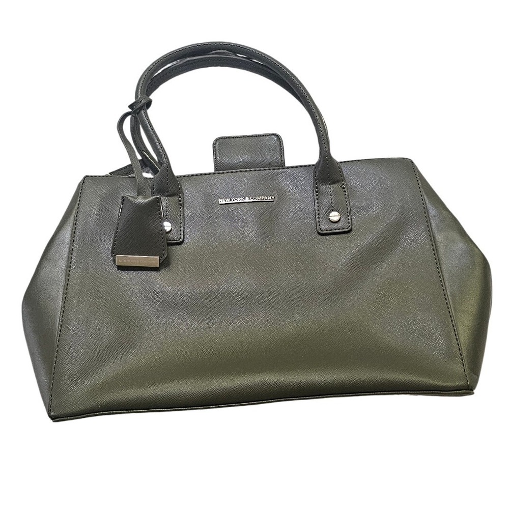 New York &‎ Company Olive Green Satchel Handbag Purse Zip Top Business Casual